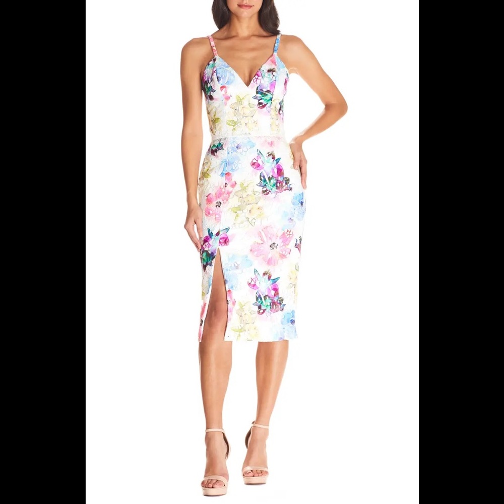 New Dress the Population Joelle Floral Lace Dress